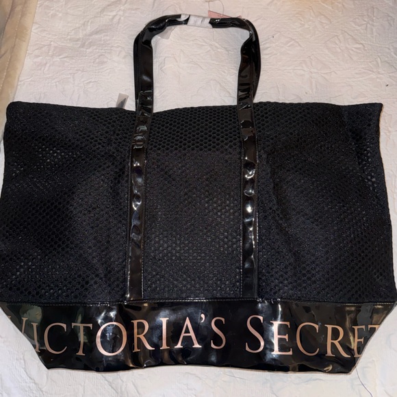Victoria's Secret Black Mesh Tote Bag Y2K - Picture 2 of 5